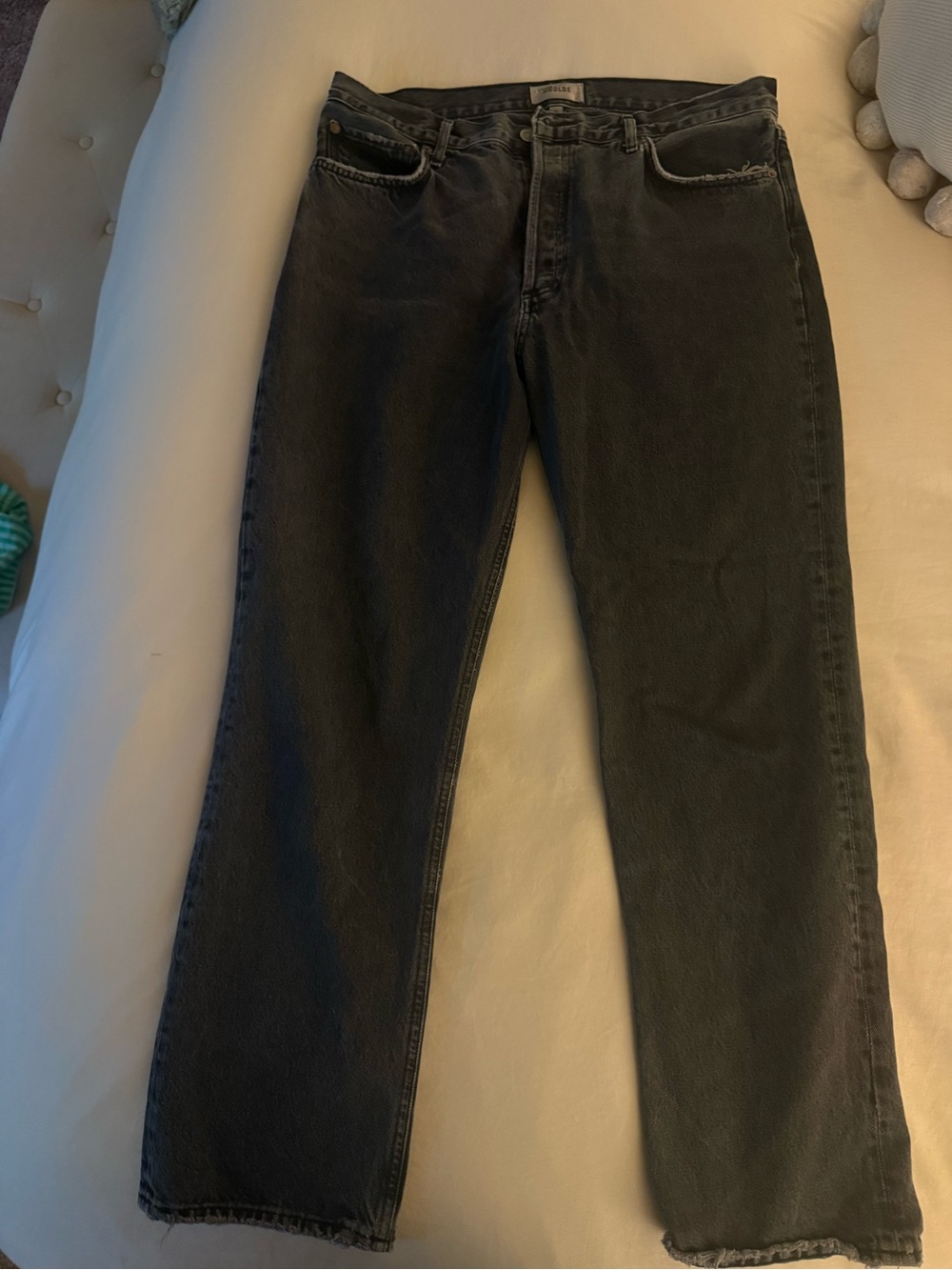 Women’s Black Straight-Leg Jeans- AGOLDE